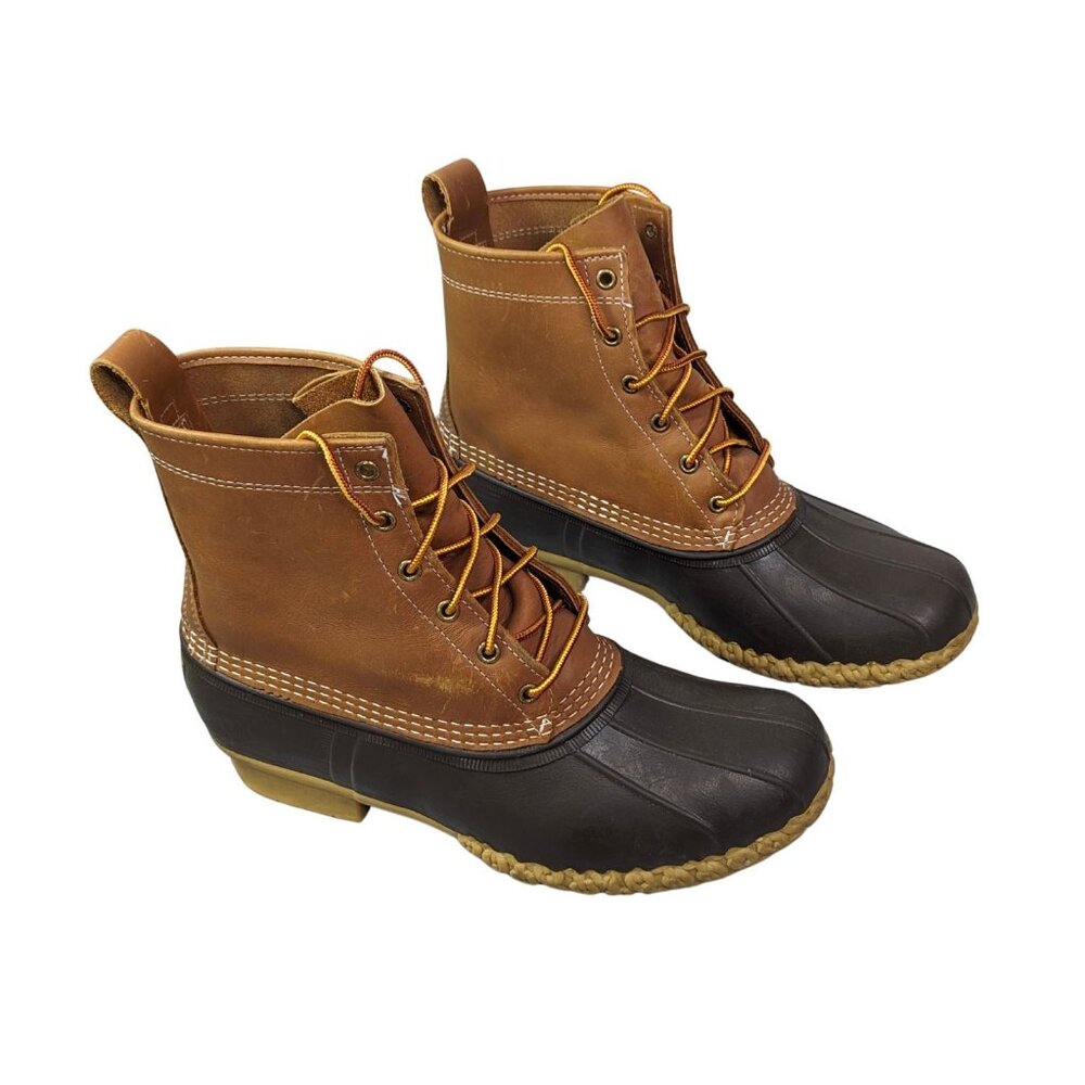 LL Bean Men's 9 wide Duck Boots Brown Insulated Rain Lace Up Water Proof MIUSA